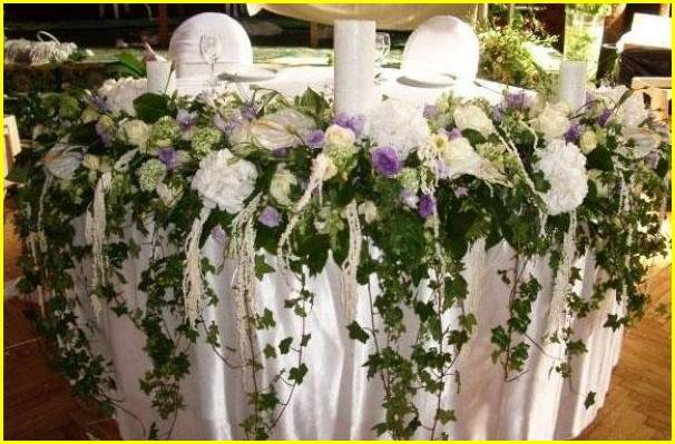Оформление свадебного банкетного зала живыми цветами