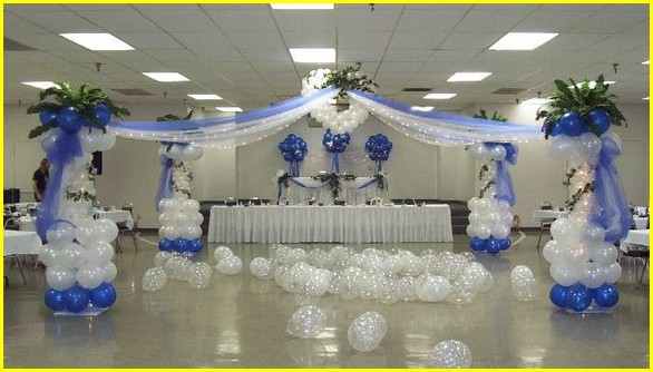 Свадебное оформление банкетного зала воздушными шарами