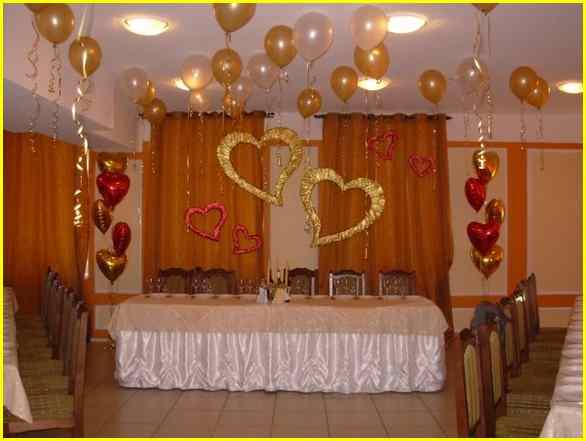 Свадебное оформление банкетного зала воздушными шарами